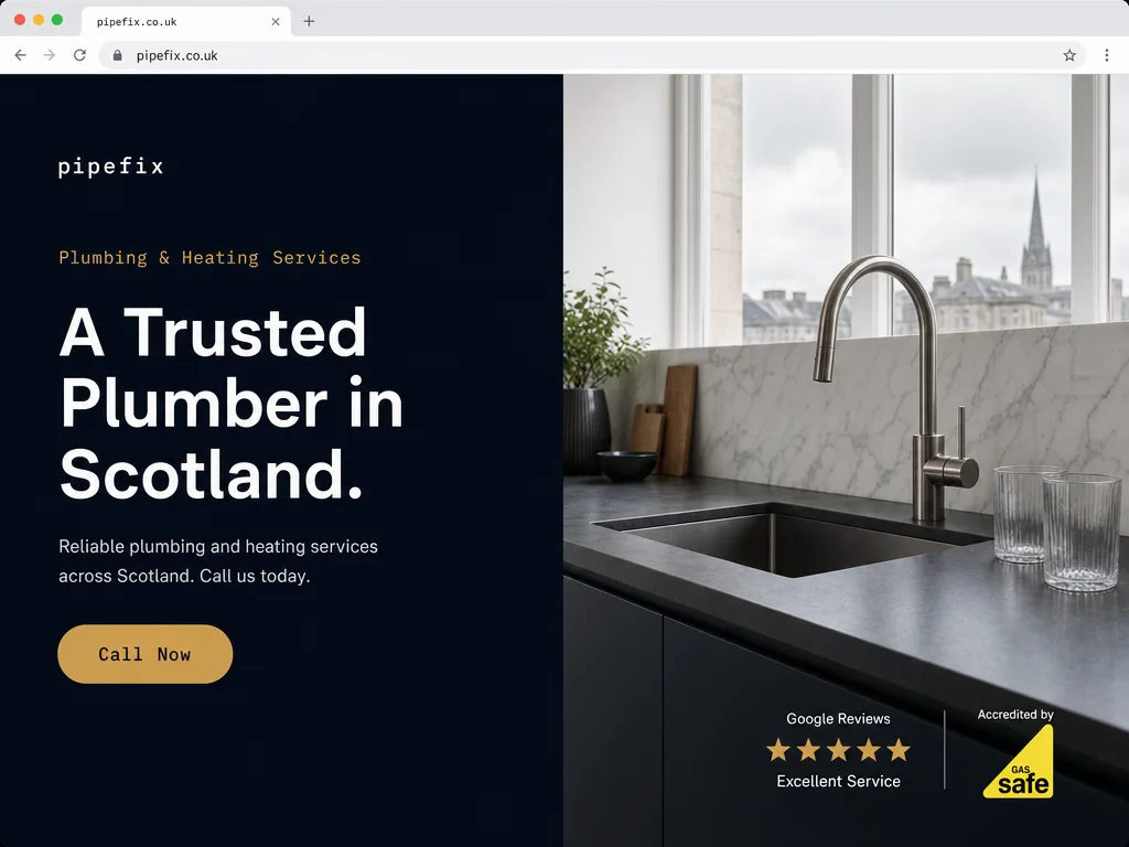 Sample build · Plumber — Trades site, locally optimised.