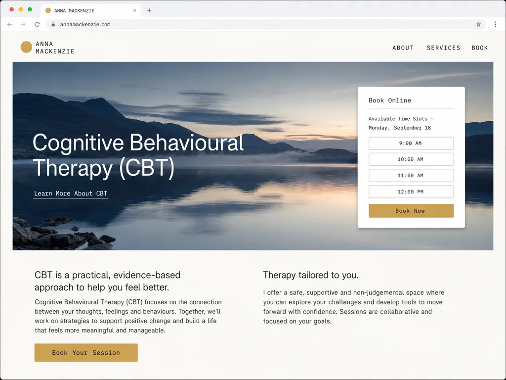 Sample build · Therapist — Therapy practice site.